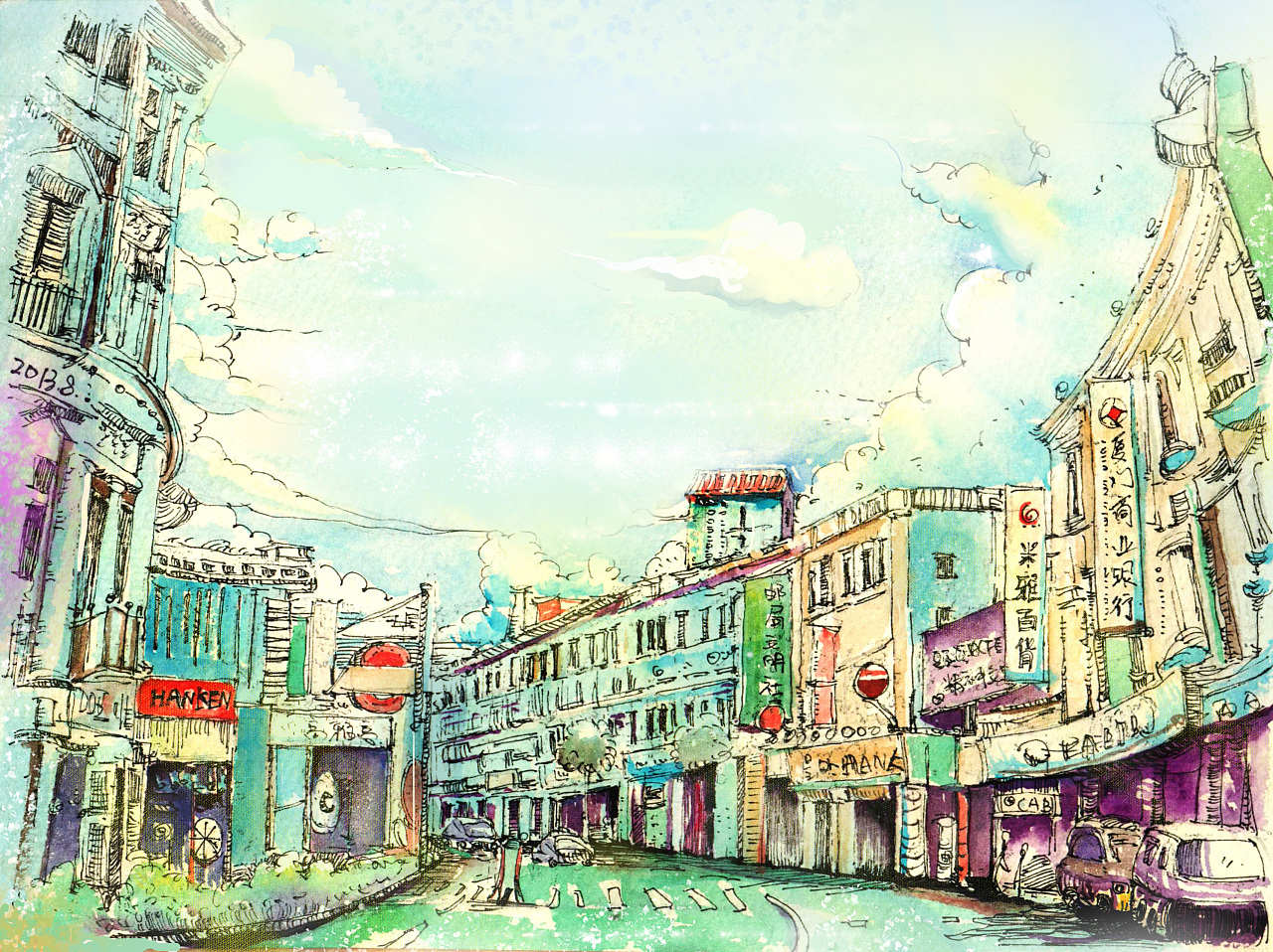 水彩建筑风景之“彩色厦门”|插画|商业插画|含橙 